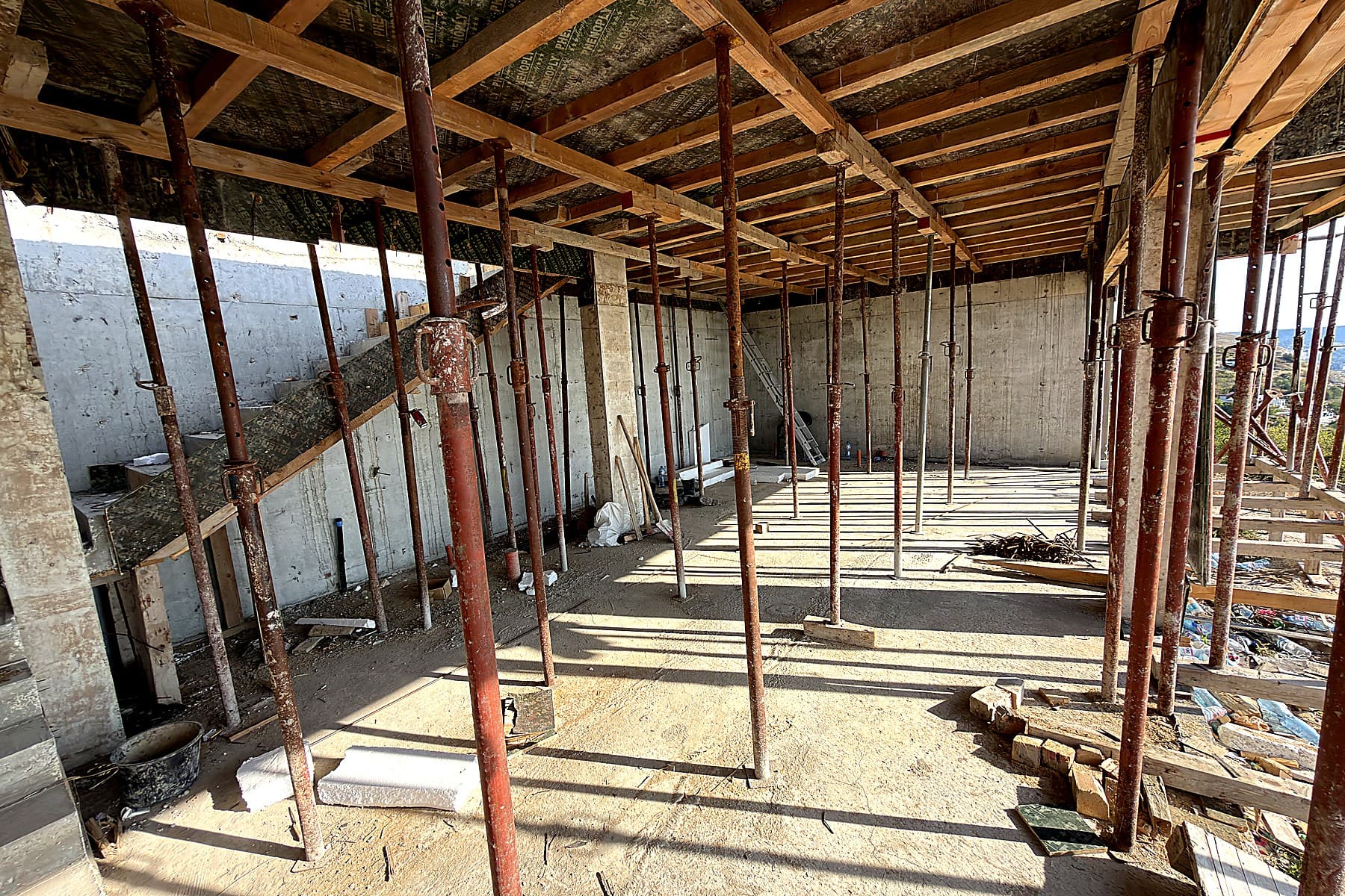 Inside, under the new slab