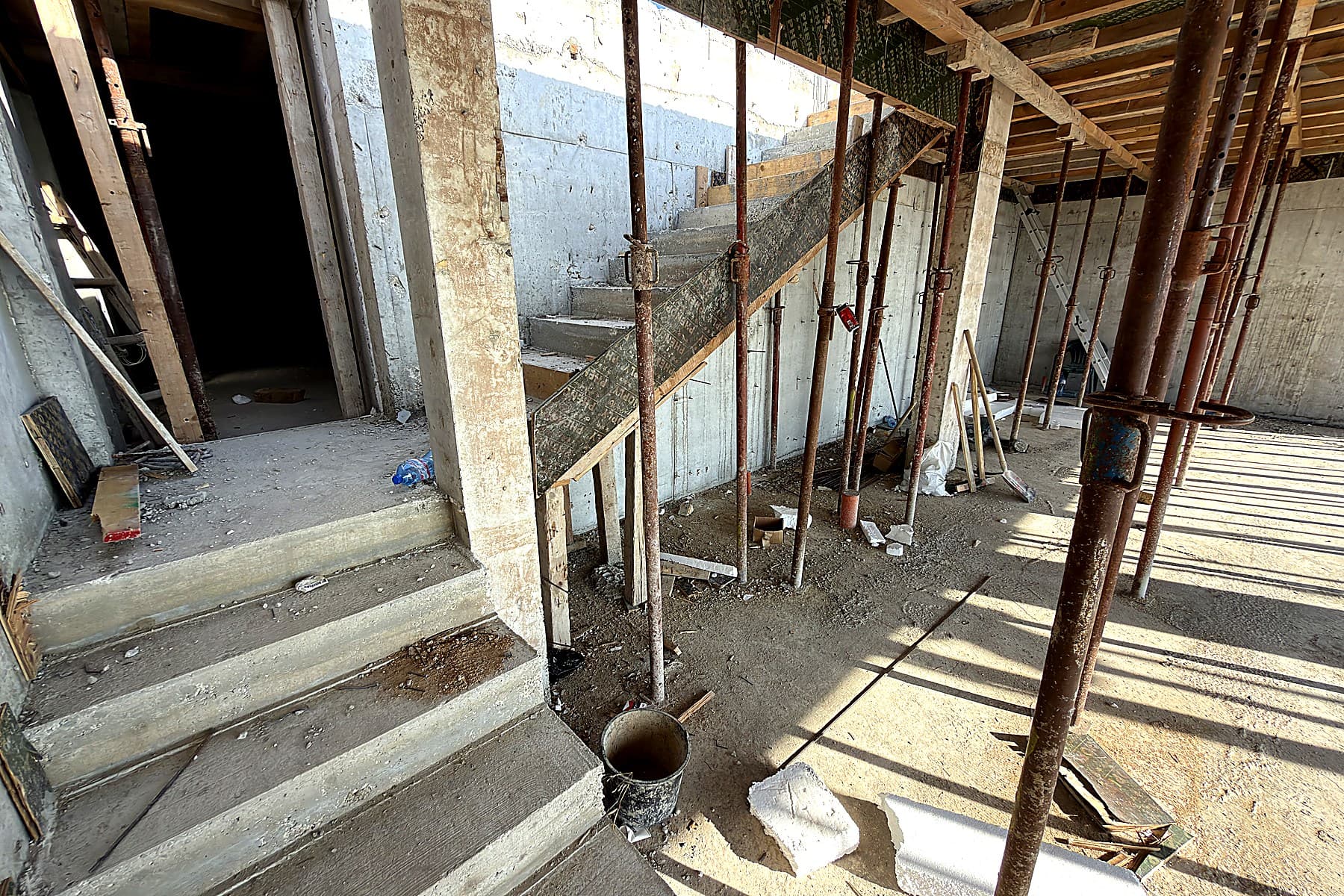 The concrete stair, cast in place