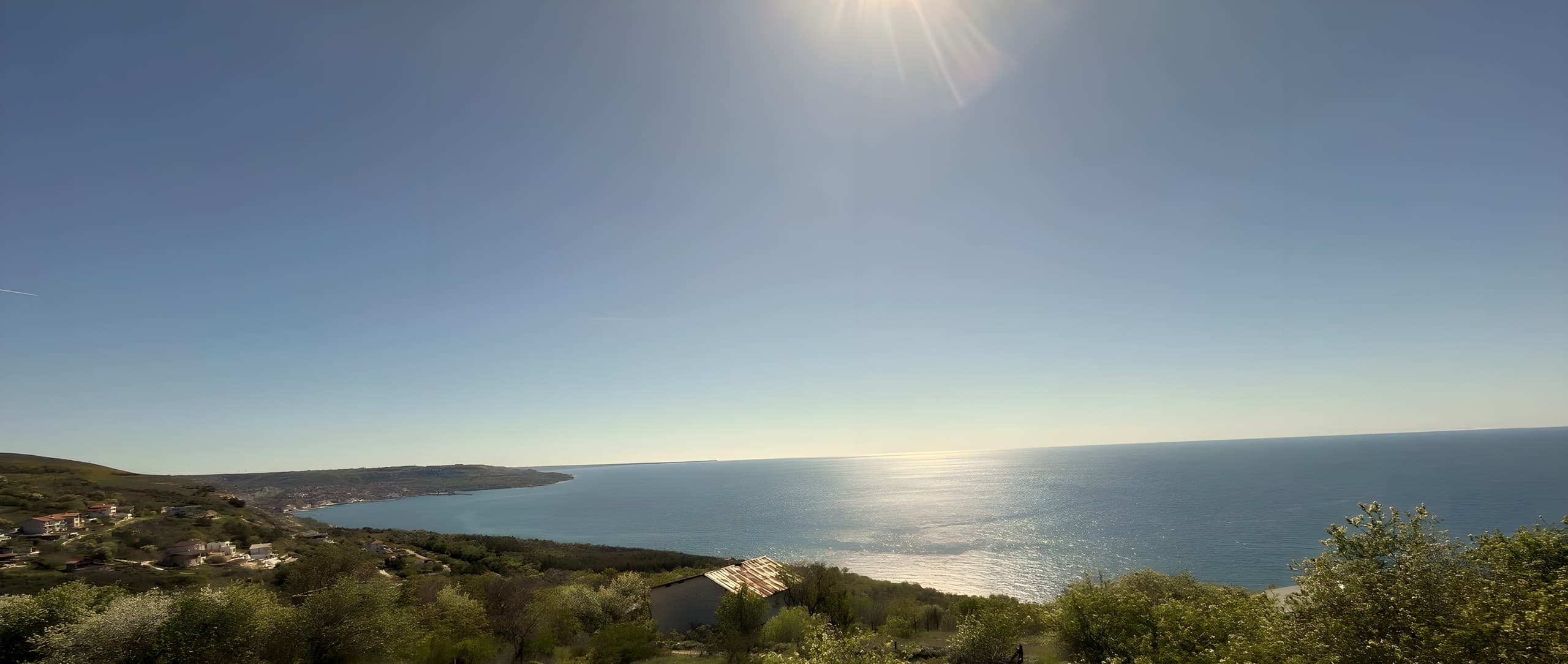 The same Black Sea view from the Marevanta plot at golden hour
